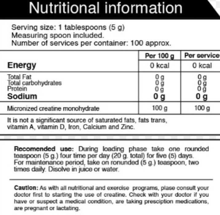 Creatina Ultra Pure 100% SN 500g – Máxima Fuerza y Rendimiento - Image 2